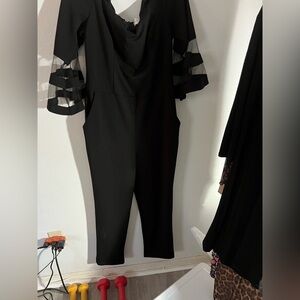 Elegant Black Jumpsuit with Sheer Sleeves